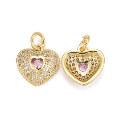 Rack Plating Brass Cubic Zirconia Charms&nbsp;ZIRC-C031-03G