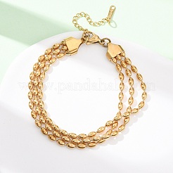 304 Stainless Steel Beads Multi-strand Bracelets&nbsp;LS-BJEW-K287-01G