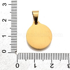 304ステンレスペンダント  神聖なハートチャーム付きフラットラウンド  PVD真空メッキ  ゴールドカラー  17.5x15x1.5mm  穴：3.5x6.5mm&nbsp;STAS-B086-07G