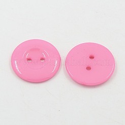 服装デザイン用アクリル縫い付け用ボタン  プラスチックシャツのボタン  2穴  染め  フラットラウンド  ピンク  18x2.5mm  穴：2mm&nbsp;BUTT-E087-D-08