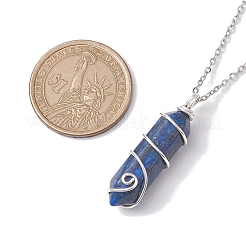 304ステンレススチールケーブルネックレス  天然石ペンダントネックレス  ステンレス鋼色  12.01インチ（30.5cm）&nbsp;NJEW-JN04867-02