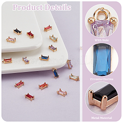 36Pcs 9 Colors Golden Brass Micro Pave Cubic Zirconia Charms&nbsp;KK-PH0010-99