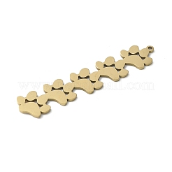 304ステンレスペンダント  連続猫爪チャーム  足跡  59.5x11.5x1.5mm  穴：1.6mm&nbsp;STAS-E501-01G-05