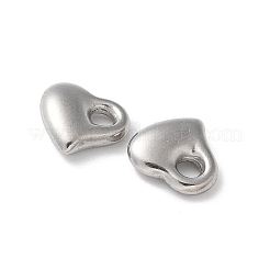 304ステンレスペンダント  ハートチャーム  ステンレス鋼色  11.5x12x4mm  穴：2.5mm&nbsp;STAS-I330-71P