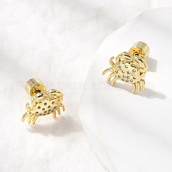 真鍮マイクロパヴェクリアキュービックジルコニアカニスタッドピアス  ゴールドカラー  11x11.5mm&nbsp;EJEW-K319-01G