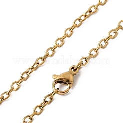 304ステンレススチールアズキチェーンネックレス  カニカン付き  ゴールドカラー  23.5インチ（59.7cm）  3x2.3mm&nbsp;STAS-O053-06G