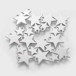 変色しにくい201ステンレススチールチャーム  スター  ステンレス鋼色  12x17.8x1mm  穴：1.5mm&nbsp;STAS-Q201-T139