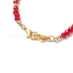 女性用天然赤瑪瑙ビーズブレスレット  ガラスロンデルビーズ  多面カット  8-1/8インチ（20.5cm）&nbsp;BJEW-JB11572
