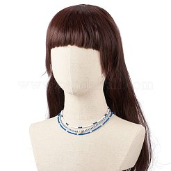 3 個 3 スタイルシェルパール & ガラスシードビーズネックレスセット女性用  青と​​白  15.43~18.50インチ（39.2~47cm）  1個/スタイル&nbsp;NJEW-JN03949