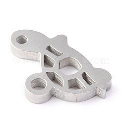 変色しない304ステンレススチールチャーム  レーザー切断  カメ  ステンレス鋼色  12x7.5x1.5mm  穴：1.5mm&nbsp;STAS-O142-67P