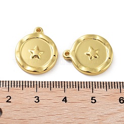 304ステンレスペンダント  フラットラウンドのチャーム  18KGP本金メッキ  スター  18x15x2.5mm  穴：1.5mm&nbsp;STAS-F304-03G-04