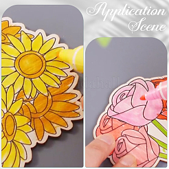 絵画アート用未完成の木製ペンダントセット（花）1セット  焼き絵  室内装飾  ジュートコード付き  モカシン  70~73x32~48x2mm&nbsp;HJEW-SC0002-71