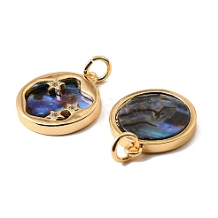 Brass & Paua Shell & Clear Cubic Zirconia Pendants&nbsp;KK-G538-11G