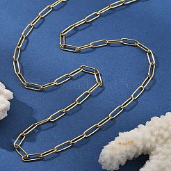 3.5mm 304ステンレススチールペーパークリップチェーンネックレス  14KGP本金メッキ  20.55インチ（52.2cm）&nbsp;NJEW-T016-07G