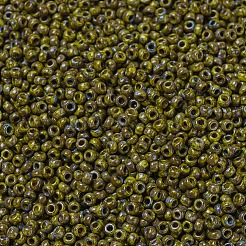 MIYUKIラウンドロカイユビーズ  日本製シードビーズ  （rr4519)不透明な濃い黄色のピカソ  6/0  4mm  穴：1.5mm  約120個/10g&nbsp;X-SEED-G010-RR4519