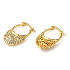 Teardrop Brass Hoop Earrings with Clear Cubic Zirconia&nbsp;EJEW-Q791-06G