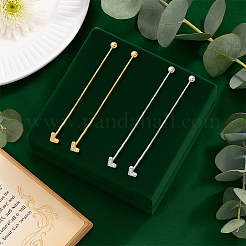 2 Pairs 2 Colors Brass Rhinestone Heart Tassel Ear Thread for Women&nbsp;EJEW-GO0007-009