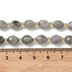 天然石ラブラドライトビーズ連売り  多面カット  ライス  シードビーズで  8x7mm  穴：0.8mm  約37個/連  15.75''（40センチメートル）&nbsp;G-F809-A47-01
