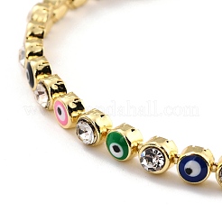 Flat Round with Evil Eye Link Chain Bracelet&nbsp;BJEW-C007-05G-03