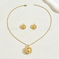 Stainless Steel Round Pendant Necklaces & Stud Earring Sets for Women&nbsp;EN9770