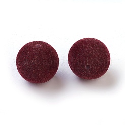 フロッキーアクリルビーズ  片穴  ラウンド  暗赤色  11.5~12mm  穴：1.6mm&nbsp;OACR-I001-12mm-L09