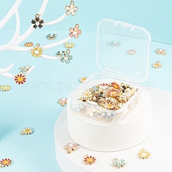 80本8スタイルアロイエナメルチャーム  アブソリュートプラスチック模造パール  花  ライトゴールド  ミックスカラー  10個/スタイル&nbsp;ENAM-FS0001-03LG