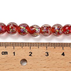 手作りの二色性箔ガラスビーズ連売り  ラウンド  クリムゾン  7.5~8mm  穴：1.3mm  約50個/連  13.58''（34.5センチメートル）&nbsp;DICH-U001-02I