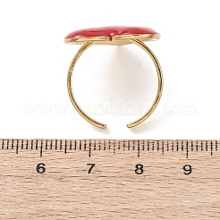 304ステンレススチール製エナメルオープンカフリング（女性用）  ハート  ゴールドカラー  ミックスカラー  内径：17.8mm&nbsp;RJEW-K310-01G