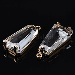 クリアガラスペンダント  真鍮パーツ  長持ちメッキ  多面カット  台形  ライトゴールド  23.5x11x5mm  穴：1.4mm&nbsp;X-GLAA-Q088-024B