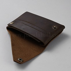 ミニレザー小銭入れ  スナップボタン付き長方形クレジットカードウォレット  ココナッツブラウン  7.5x10.2x2.5cm&nbsp;AJEW-WH20001-29B