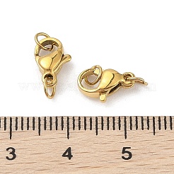 イオンプレーティング（IP）304ステンレススチールカニカン  丸カン付き  ゴールドカラー  10x6.5mm  穴：2.5mm&nbsp;STAS-A097-03B-G