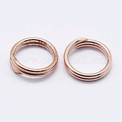 スターリングシルバーのスプリット丸カン 925 個  ダブルループ丸カン  丸い輪  ローズゴールド  6x2mm  内径：4mm&nbsp;STER-F036-01RG-1x6mm