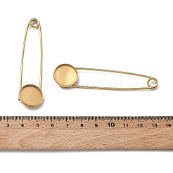 304 Stainless Steel Safety Pin Brooch Base Settings&nbsp;STAS-A142-02B-G