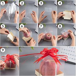 DIYギフトボックス作り  プラスチックpvcボックスギフト包装  紙底ホルダー  グリッターメタリックリボン  弾性包装リボン弓  ミックスカラー  箱：9x9x9センチメートル  20個/セット&nbsp;DIY-NB0003-11
