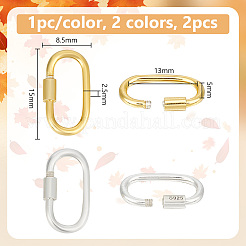 2Pcs 2 Colors 925 Sterling Silver Screw Locking Carabiners&nbsp;FIND-GO0001-61