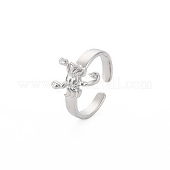 Non-Tarnish 304 Stainless Steel 12 Constellations/Zodiac Signs Open Cuff Ring for Women&nbsp;RJEW-S405-156P-E