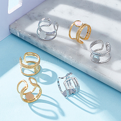 6Pcs 2 Colors 304 Stainless Steel Open Cuff Ring Components&nbsp;STAS-UN0056-76