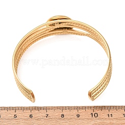 304ステンレススチール製のマルチ連カフブレスレットのブランク（フラットラウンドベゼルセッティング付き）  イオンプレーティング（ip）  長持ちメッキ  ゴールドカラー  トレイ：18mm  内径：2.11x2.40インチ（5.35x6.1cm）&nbsp;SA-CBA4160-01B-G