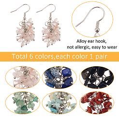 6 Pairs 6 Styles Natural Mixed Gemstone Chips Cluster Earrings&nbsp;EJEW-AN0004-78