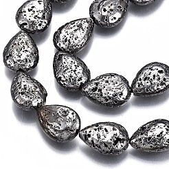 Electroplated Natural Lava Rock Bead Strands&nbsp;G-T131-87