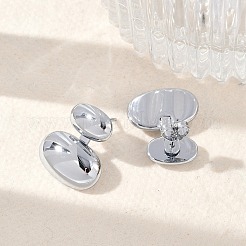304ステンレススチール製オーバルスタッドピアス  ステンレス鋼色  19.5x17mm&nbsp;EJEW-M073-08P