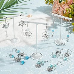 クリスマスの雪の結晶のイヤリング作りキット  ガラスビーズ入り  ガラスパール＆ティアドロップビーズ  真鍮製のリンキングリングとピアスフック  合金ペンダント  空色  178個/箱&nbsp;DIY-SC0022-76
