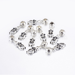 合金のチベット風チャーム  ラインストーン付き  フクロウ  ジェット  アンティークシルバー  34.5mm  穴：5.5mm&nbsp;ALRI-G059-01AS