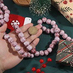 Christmas Wood Round Beads Hanging Ornaments&nbsp;HJEW-CA00081