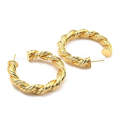 Rack Plating Brass Twist Round Stud Earrings&nbsp;KK-C026-20G