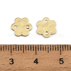真鍮製コネクタチャーム  花のリンク  ラックめっき  長持ちメッキ  カドミウムフリー＆鉛フリー  18KGP本金メッキ  8x9x1mm  穴：1mm&nbsp;KK-CBAF17A-15G