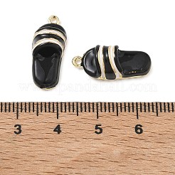 合金エナメルチャーム  スリッパのチャーム  ラックめっき  ゴールドカラー  長持ちメッキ  ブラック  20x9x7.5mm  穴：1.4mm&nbsp;ENAM-K076-43G-05