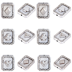 30個3スタイルチベットスタイルアロイビーズ  アンティークシルバー  長方形  14x11.5x4mm  穴：1mm  10個/スタイル&nbsp;FIND-SC0020-99B