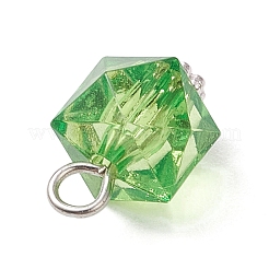 透明なアクリルパーツ  合金と鉄パーツ  キューブ  プラチナ  15.5x10x10mm  穴：3mm&nbsp;PALLOY-JF04258-02