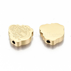 304ステンレススチールビーズ  レーザー切断  女の子  ゴールドカラー  14x13x3.5mm  穴：1.8mm&nbsp;X-STAS-S080-003G